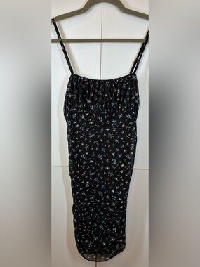 Sky & Sparrow NWT Black Ditsy Floral Ruched Bodycon Dress Size Medium